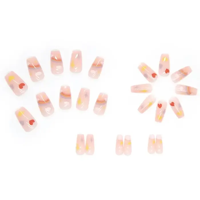 24P Faux Ongles Arc-en-ciel Mignons et Enfantins