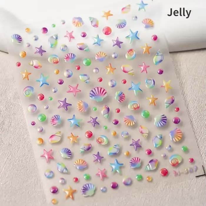 Autocollants de manucure auto-adhésifs 5D, bulles de méduse Bagful colorées, anneaux de natation, ét