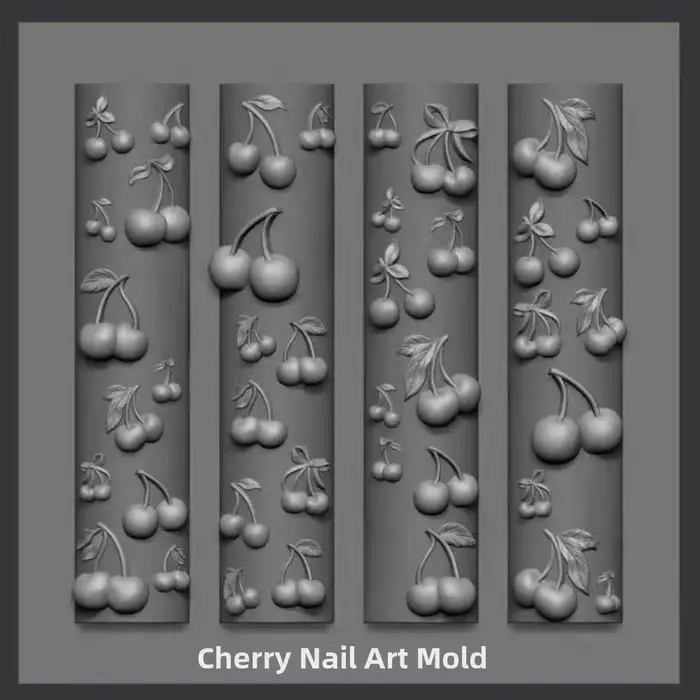 Modèles d'ongles Design cerise 3D