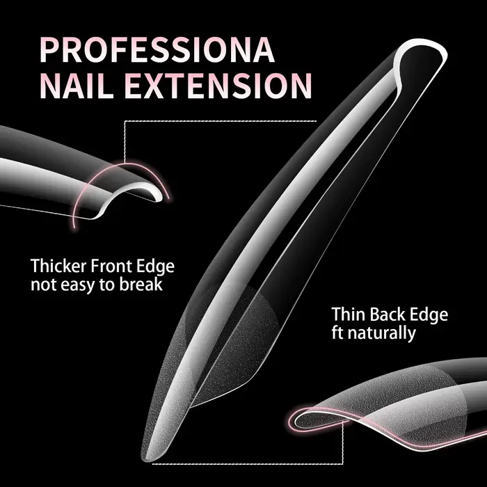 Faux ongles en Gel doux Extra longs 2XL, demi-mat, couverture complète transparente, Stiletto carré 