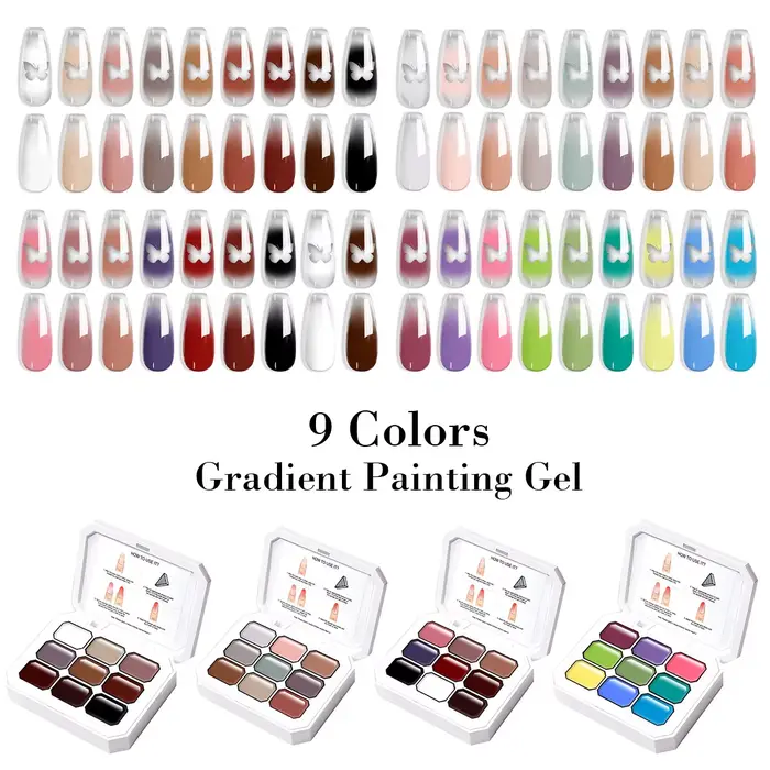 LIMEGIRL 9 couleurs dégradé peinture Gel Nail Art