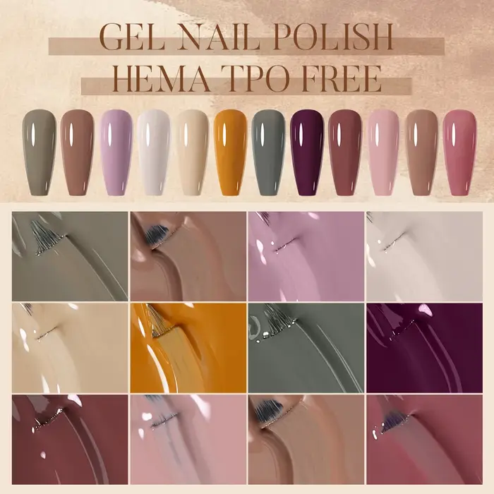 Vernis à ongles gel NAILCO 15ml, couleurs automne-hiver, sans HEMA ni TPO, longue tenue, brillant, pour nail art.