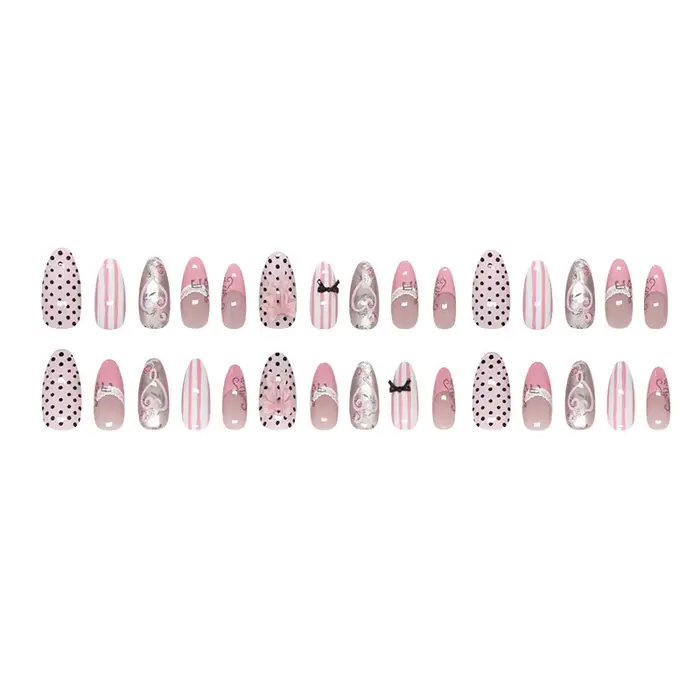 24 faux ongles roses press-on