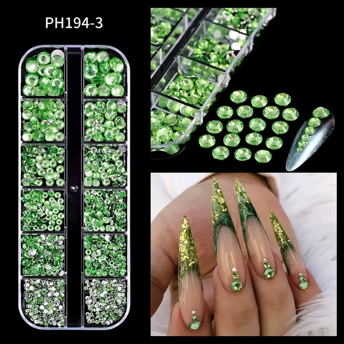 12 grilles scintillantes Rose rouge cristal strass Nail Art forme mixte diamants breloques pour ongles