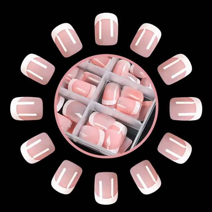 120 pièces/boîte rose français faux ongles brillant