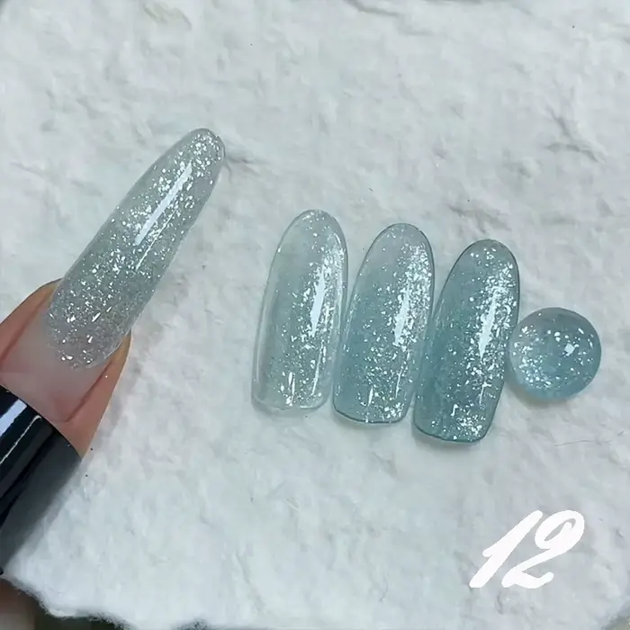 Vernis gel opale scintillant flocon de neige 15 ml, gel UV, adapté aux manucures françaises, aux tec