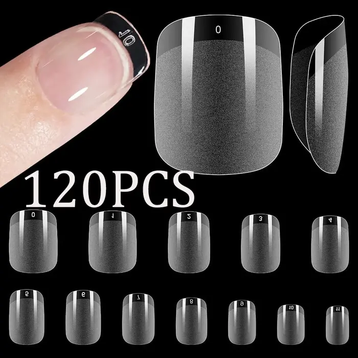 240 faux ongles longs transparents en forme de cercueil