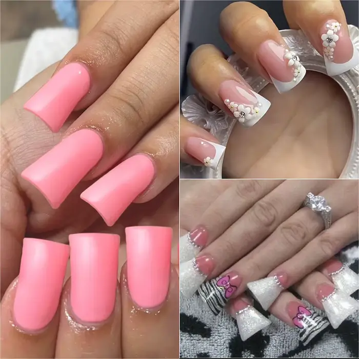 Embouts d'ongles de canard 500 pièces/sac, mélange de tailles claires et incurvées, faux ongles en a