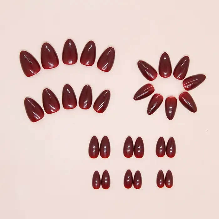 Rouge cerise 24 pièces presse sur ongles rose dégradé faux