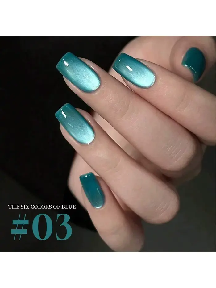 6 pièces 15ML série bleue oeil de chat vernis à ongles Gel ensemble Semi Permanent Nail Art trempage UV LED Salon de