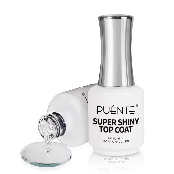 PUENTE 15ML Top Coat Gel Super Brillant Transparent Sans Résidu Scellant