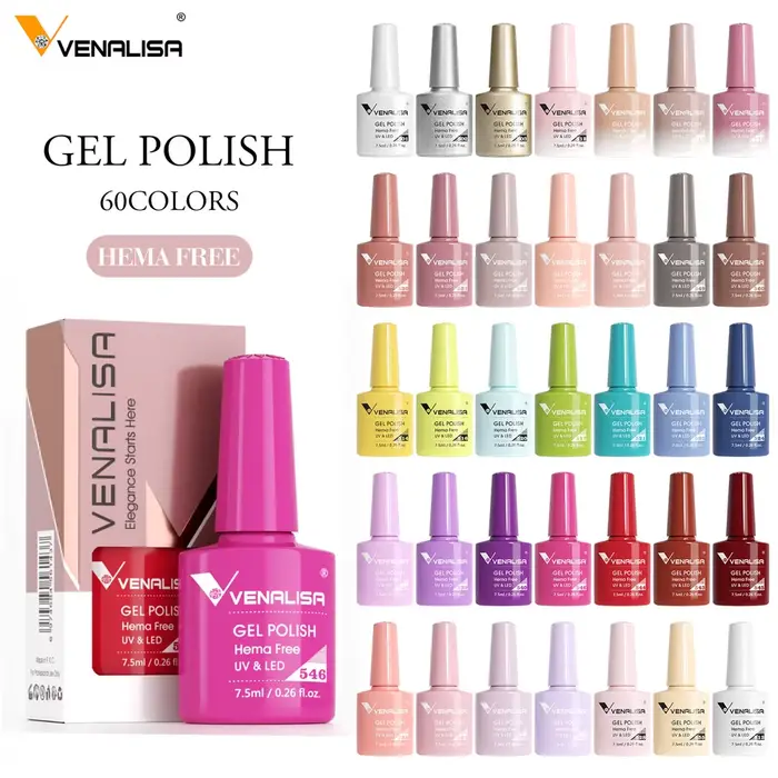 Venalisa HEMA TPO gratuit vernis à ongles Gel paillettes magnifique couverture complète tremper UV LED français gelée d'ongles rose Collection nue