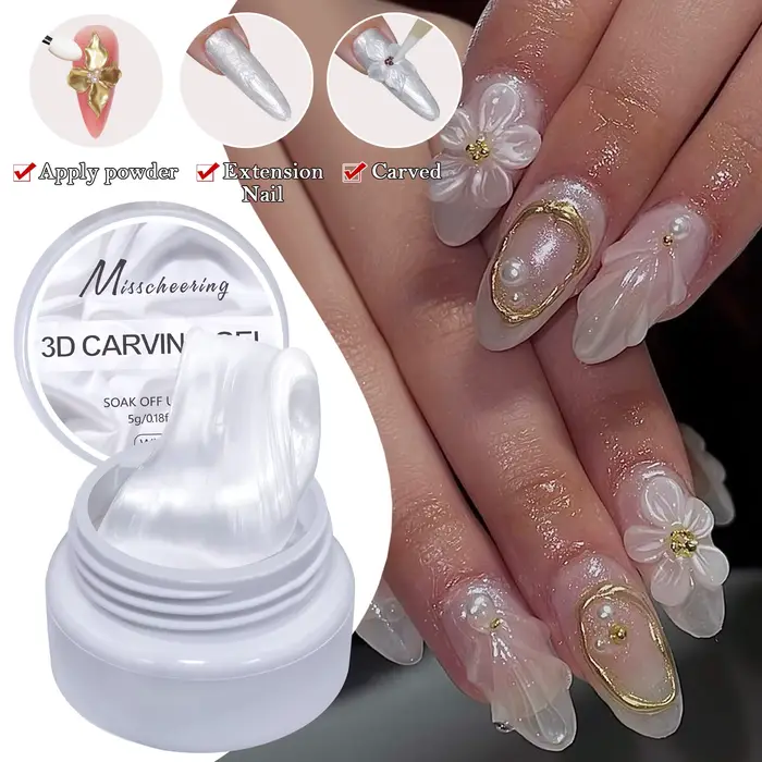 1/2 pièces Gel solide blanc nacré satiné anti-adhésif sculpté à la main pour modelage 3D, 5ml Gel ac
