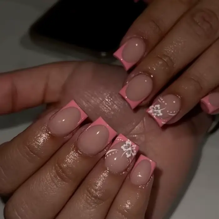 Faux ongles de Style français rose