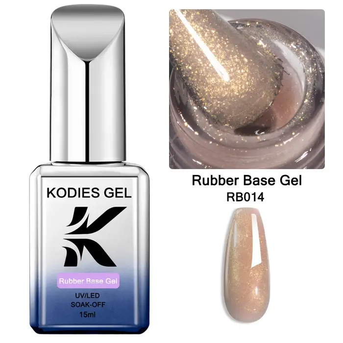 KODIES GEL Structure Base en caoutchouc Gel vernis à ongles 15ML perle miroitant rose paillettes UV Semi Permanent
