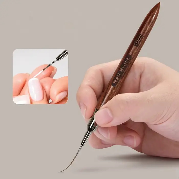 Pinceau à ongles professionnel avec manche en bois pour gel UV