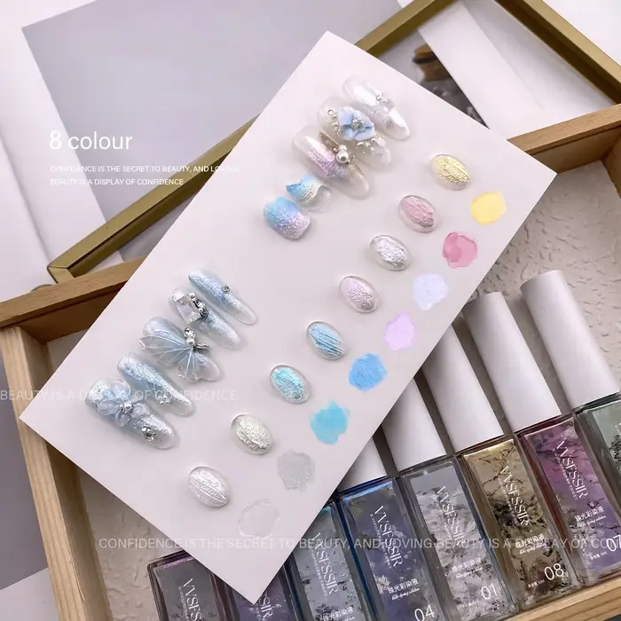 9 couleurs fée poudre paillettes floraison Gel vernis à ongles aquarelle encre peinture