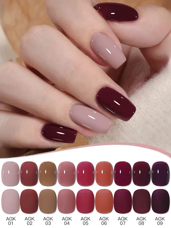 1-9pcs 15ml Vernis à ongles gel rose pour ongles secs en automne et en hiver, durcissement UV LED, cadeau de vacances pour femmes, fournitures de soins des ongles,