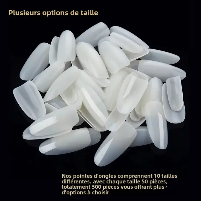 500 faux ongles en gel UV acrylique de forme ovale à couverture complète pour manucures et nail art