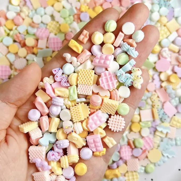 Macaron coloré Adorable chocolat crème barre ongles breloques simulé grilles Biscuits Dessert série résine Nail Art décorations bricolage