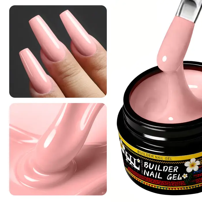HL Gel de construction auto-nivelant 20g, rose laiteux 20ml, pour extension et construction d'ongles