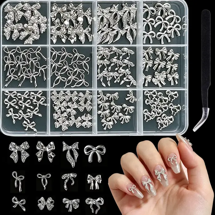 1 Boîte de Décorations d'Ongles en Alliage Lourd Multi-Styles