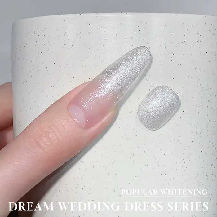 MIANEL 1 pièce 12ML Vernis à ongles gel scintillant blanc effet strobe fin pour l'été et les mariages
