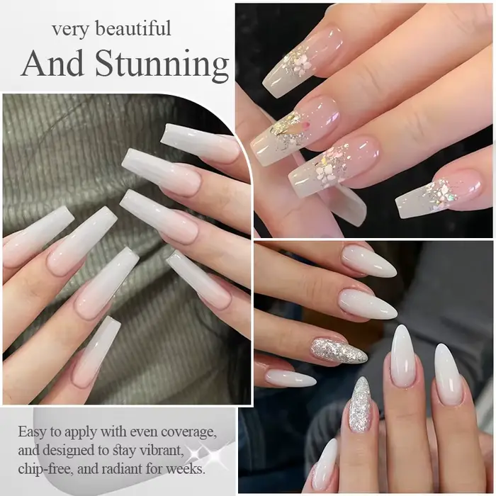 Vernis à ongles gel blanc laiteux 10 ml, gel semi-transparent blanc effet gelée, vernis gel UV LED à retirer par trempage, fournitures pour ongles longue durée