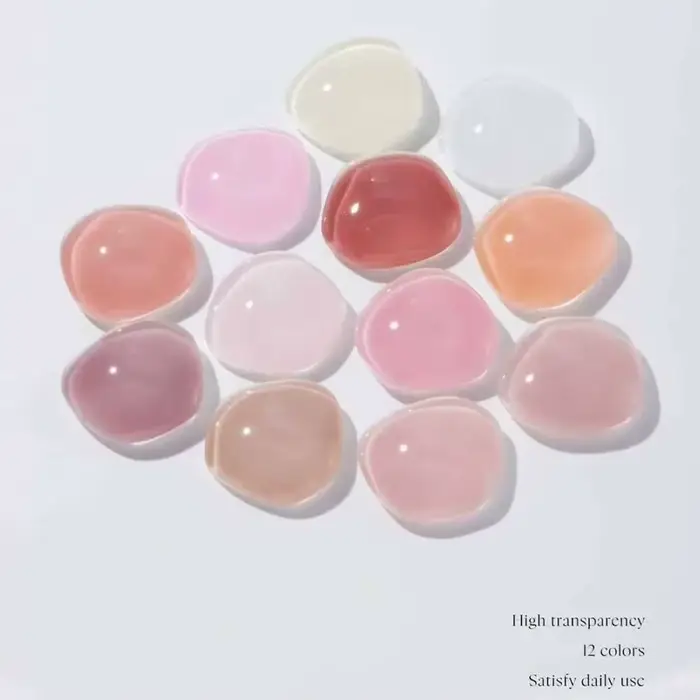 Kit de vernis gel couleur nude Rose Rose 12 pièces avec nuancier, gel de construction effet gelée, gel soak-off et primer couleur, pour salon de manucure, vente en gros