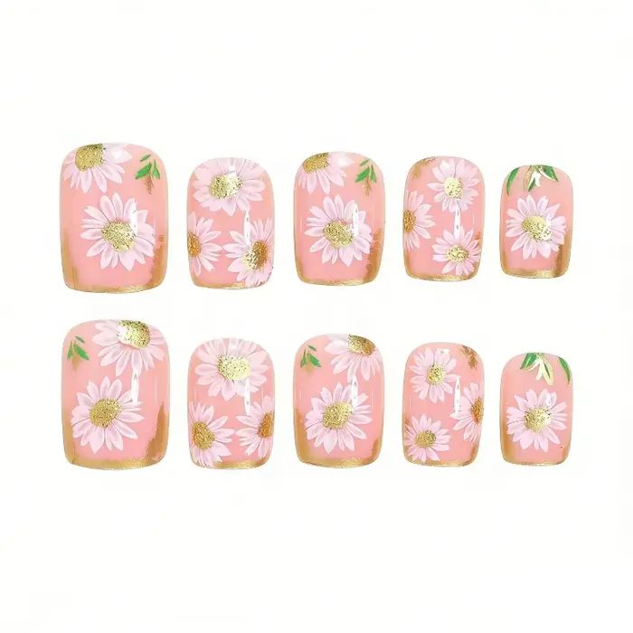 24 faux ongles à presser printemps-été