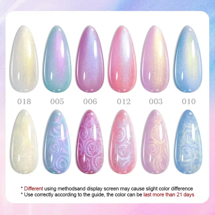 Lot de 1/6 vernis à ongles gel effet coquillage nacré