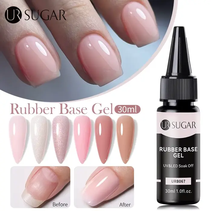 UR SUGAR 30ml Gel de Base en caoutchouc rechargé grande capacité cristal nu rose clair tremper UV LED vernis pour Nail Art Gel construit