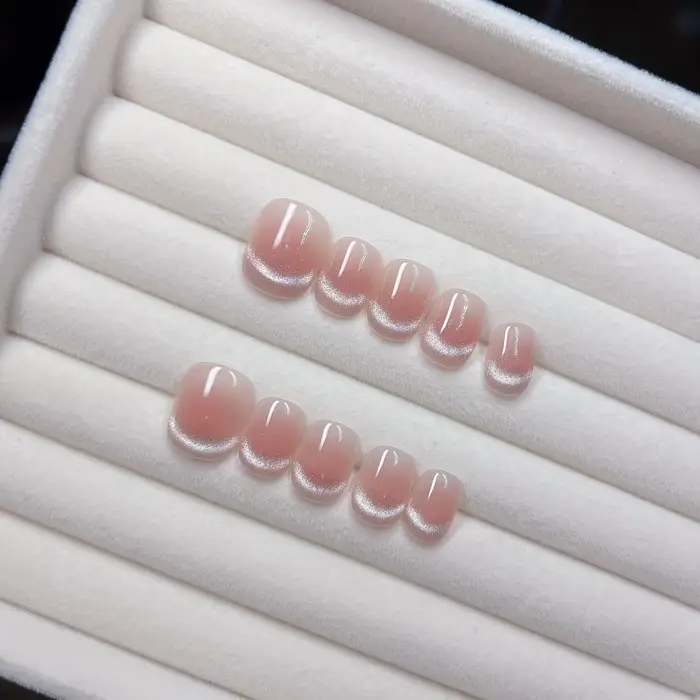 10 pièces presse à la main sur les ongles Plaid perle oeil de chat français Aurora queue de poisson couverture complète