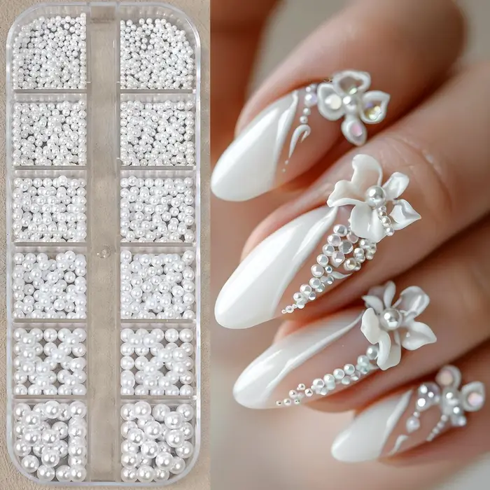 12 grilles de perles blanches 3D