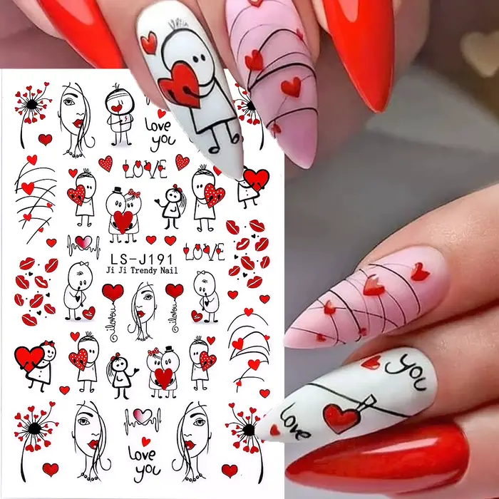Autocollants pour ongles doux pour la saint-valentin
