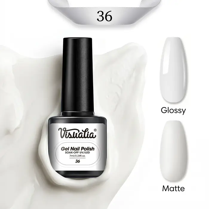 Vernis à ongles en gel Visuatia, disponible en 7 couleurs, incluant des nuances populaires telles qu