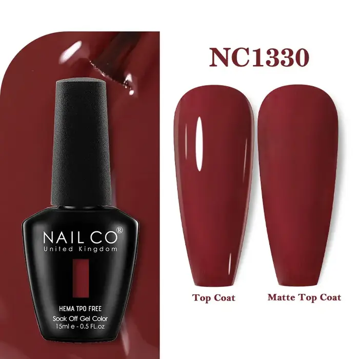 Vernis à ongles gel NAILCO 15ml, couleurs automne-hiver, sans HEMA ni TPO, longue tenue, brillant, p