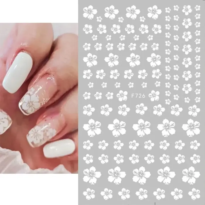 3d Nail Art lignes dorées feuilles d'or fleurs blanches adhésif curseurs ongles autocollants accessoires pour décorations conseils beauté