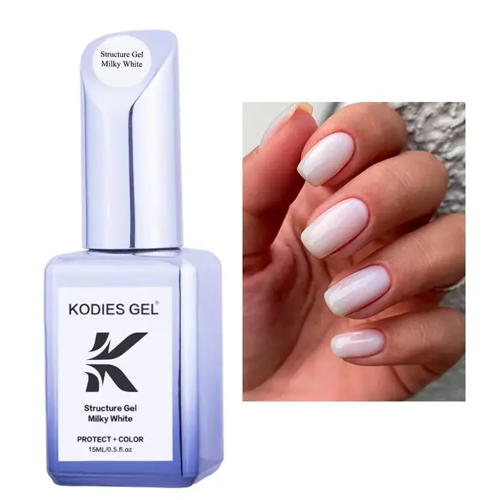 KODIES GEL Vernis Gel Blanc Laiteux 2 EN 1 Base Caoutchouc Structurel Gel Émail Lacté Opale Semi-Transparent Primaire pour Ongles Soak Off UV LED