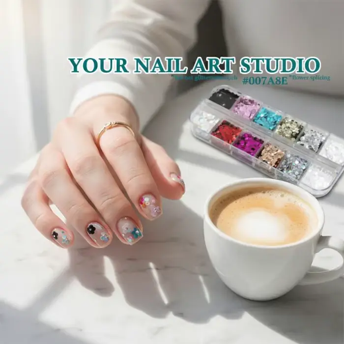 12 Grilles de Mini Paillettes Rondes pour Nail Art