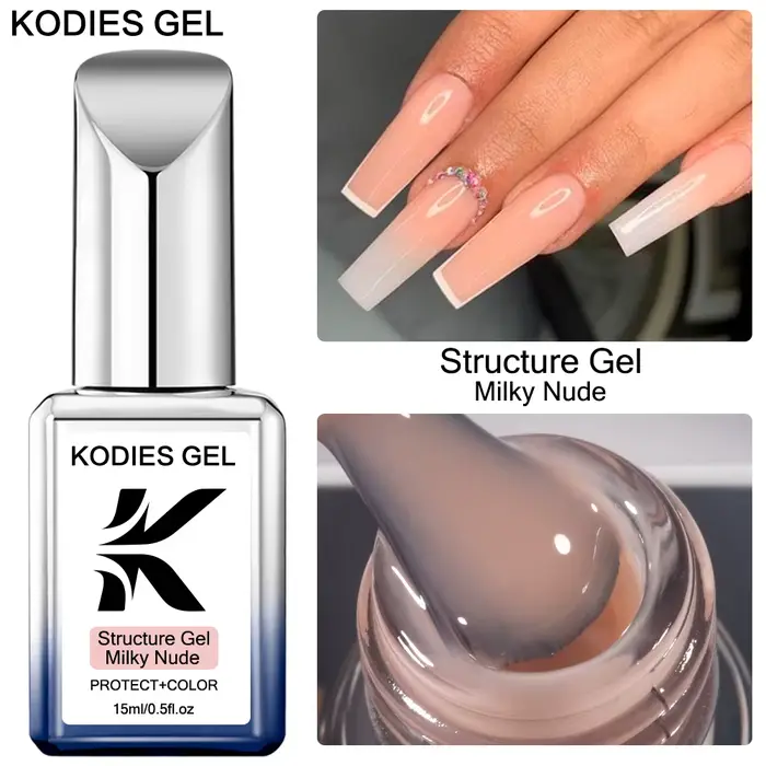 KODIES GEL vernis à ongles Gel nu laiteux couleur caoutchouc couche de Base 15ML