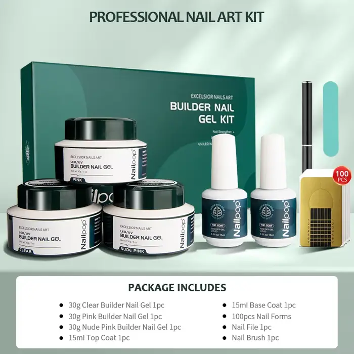Nailpop Kit de construction de Gel rose nu clair 3 couleurs 1 ensemble professionnel Nail Art bricolage manucure constructeur Gel Kit ongles forts
