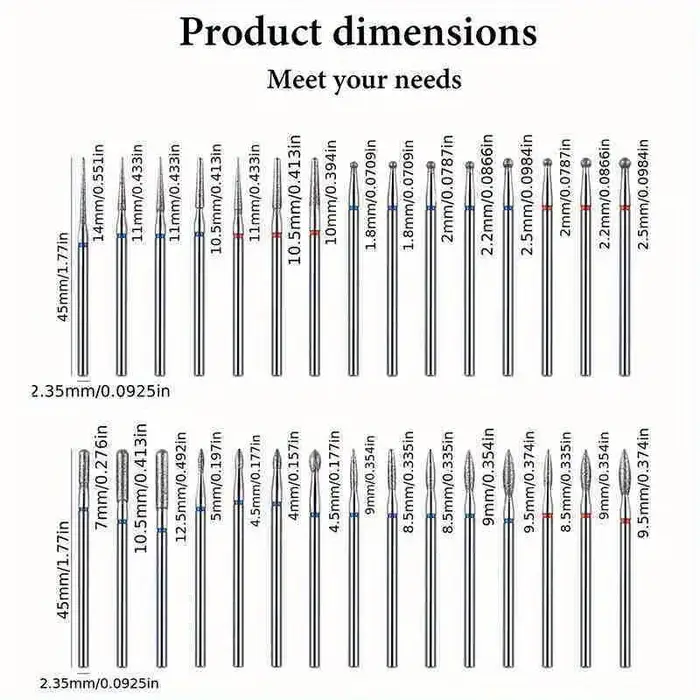 30 pièces/boîte diamant foret à ongles rotatif fraises électriques pour pédicure manucure fichiers c