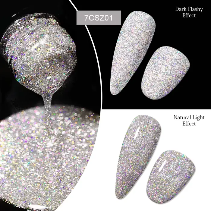 Heimat Frisch 7ml Gel à ongles argenté scintillant — Éclat éblouissant et brillance argentée glamour ; Un incontournable pour les passionnés de mode