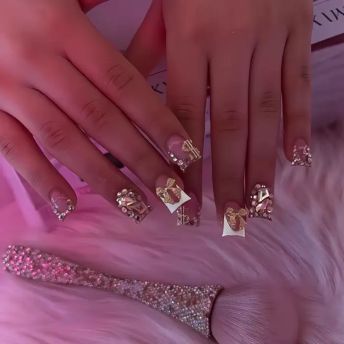 Faux ongles en bec de canard détachables, imprimé léopard Y2k, rose, court, à pression, fleur, couve