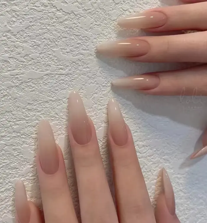 Ongle dégradé minimaliste français long de 24 pièces avec 1 gelée et 1 lime à ongles