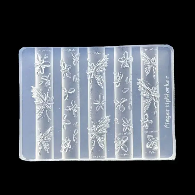 Moule à ongles en acrylique 3D transparent, motif Cœur Baroque, Collier Français, Papillon, Fleur, pour décoration d'ongles DIY et manucure