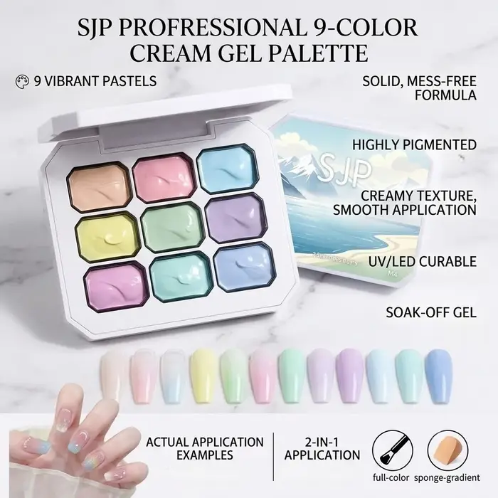 Vernis à ongles gel solide Macaron 9 couleurs, gel de manucure professionnel pour design artistique,