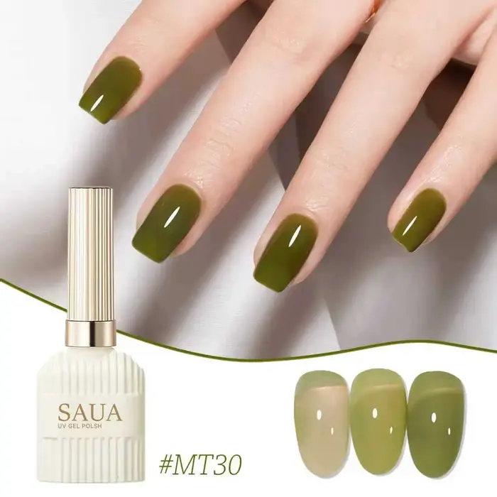 Vernis à ongles gel frais et transparent 15 ml, effet vert nude, hydratant et transparent, gel profe