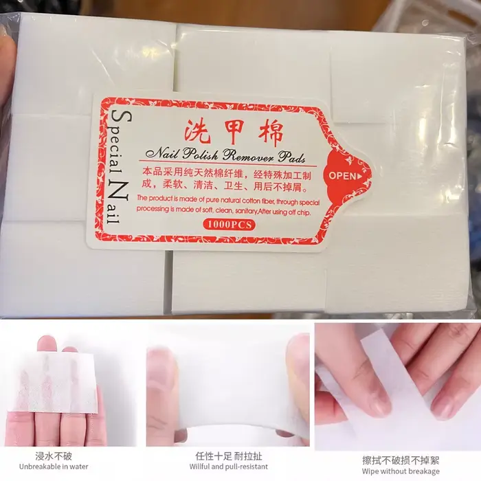 1000/500/100 pièces lingettes à ongles 100% tampons de coton non pelucheux dissolvant de vernis